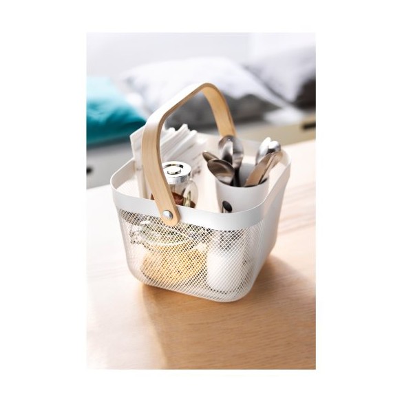 Метална кошница за съхранение с дървена дръжка ➤ топ цена ➤ dshome.bg