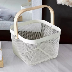 Метална кошница за съхранение с дървена дръжка ➤ топ цена ➤ dshome.bg