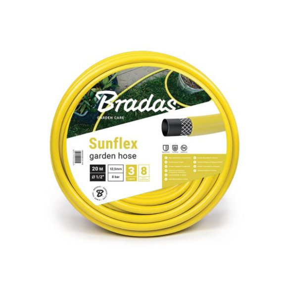Градински трислоен маркуч 1/2" 20 м Sunflex BRADAS ➤ топ цена ➤ dshome.bg