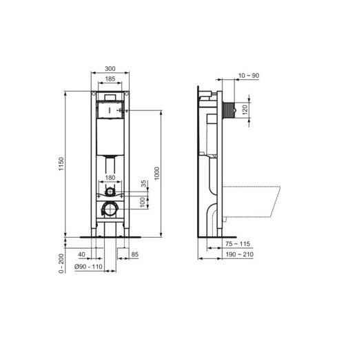 Структура за вграждане с бутон Е2332AA IDEAL STANDARD + тоалетна чиния Скала ➤ топ цена ➤ dshome.bg