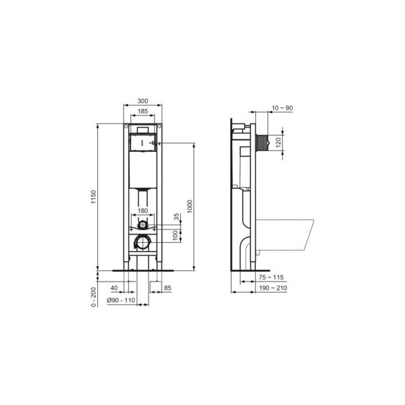 Структура за вграждане с бутон Е2332AA IDEAL STANDARD + тоалетна чиния Скала ➤ топ цена ➤ dshome.bg