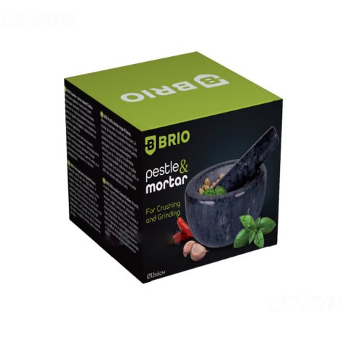 Мраморно хаванче с пестик Ø12х6 см черно BRIO ➤ топ цена ➤ dshome.bg