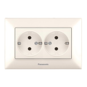 Двоен ел. контакт 16А Arkedia Slim цвят крем PANASONIC - 1