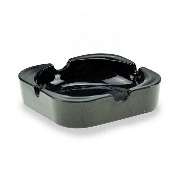 Стъклен квадратен пепелник 10.2x10.2 см черен ➤ топ цена ➤ dshome.bg