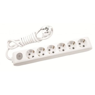 Разклонител 6 гнезда с ключ кабел 3 м бял PANASONIC - 1