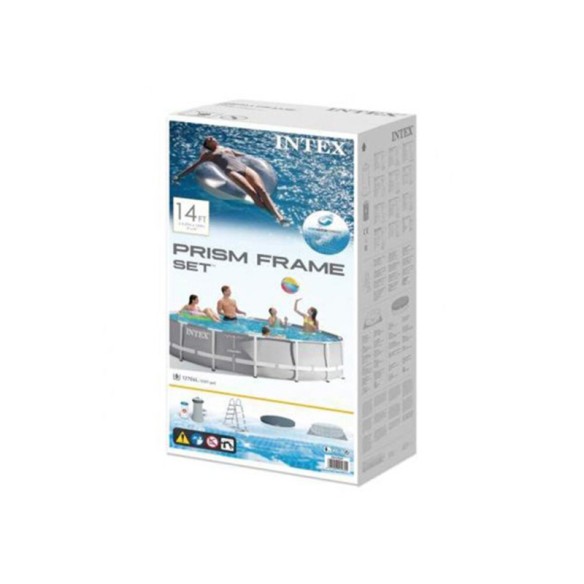 Басейн с метална рамка 366x76 см с помпа и филтър INTEX ➤ топ цена ➤ dshome.bg