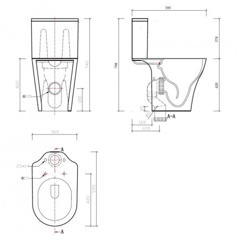 Моноблок със задно оттичане ICC 7436P NANO INTER CERAMIC ➤ топ цена ➤ dshome.bg