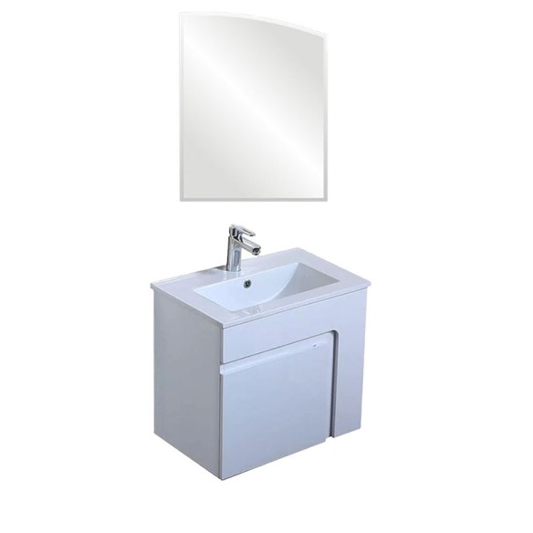Шкаф за баня с мивка ICP 6055W + огледало Ирис INTER CERAMIC ➤ топ цена ➤ dshome.bg