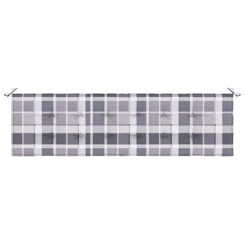 Възглавница за пейка сиво каре 180x50x4 см оксфорд плат