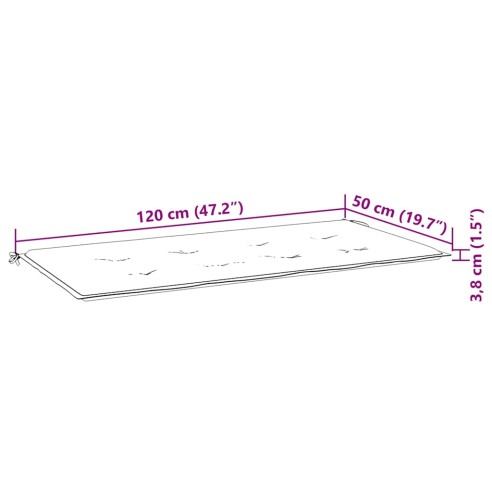 Възглавница за градинска пейка с листа 120x50x4 см оксфорд плат