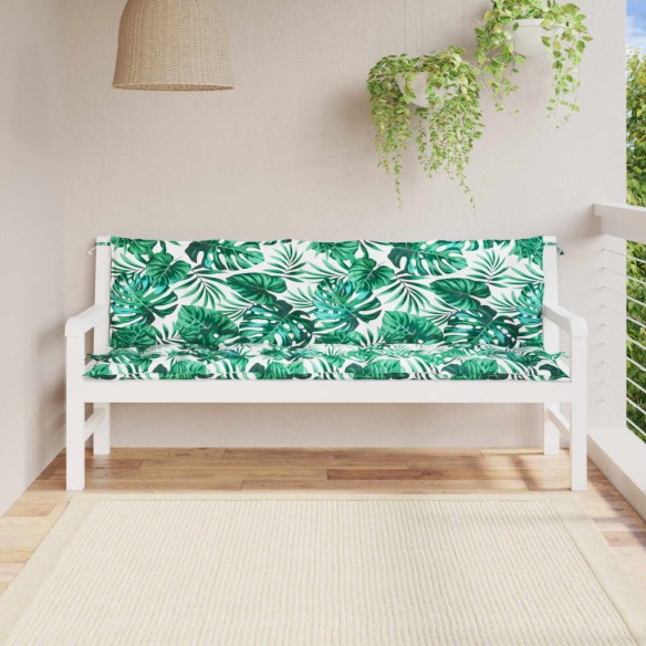 Възглавници за градински пейки 2 бр с листа 180x50x7 см плат