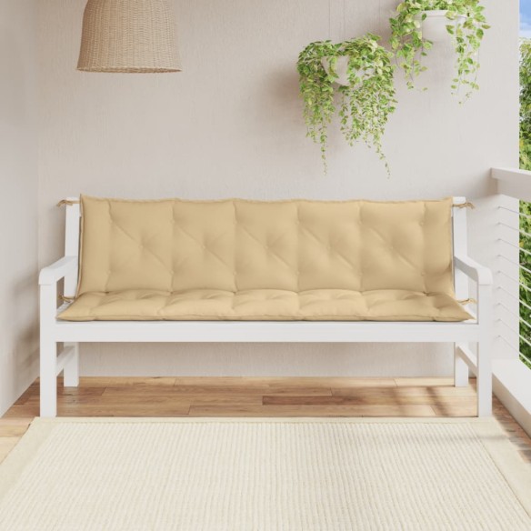Възглавници за градински пейки 2 бр бежови 180x50x7 см плат
