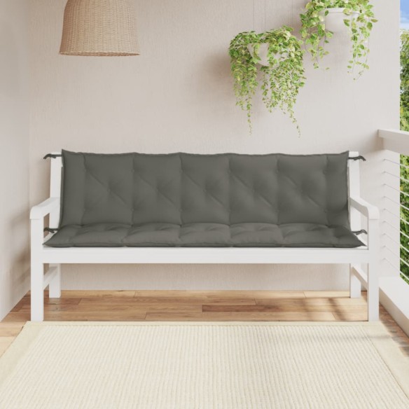 Възглавници за градински пейки 2бр меланж тъмносиви 180x50x7 см
