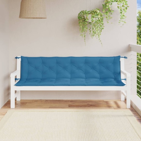 Възглавници за градински пейки 2 бр сини 200x50x7 см плат