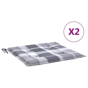 Възглавници за столове 2 бр сиво каре 40x40x3 см Оксфорд плат 2