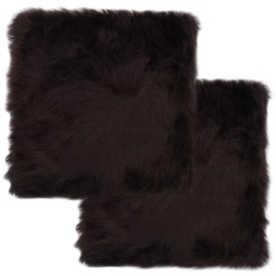 Подложки за столове 2 бр кафяви 40x40 см естествена овча кожа