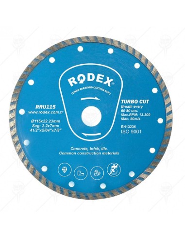Диск диамантен Турбо 115мм за сухо рязане RODEX - 1