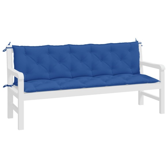 Възглавници за градински пейки 2 бр синьо 180x50x7 см плат