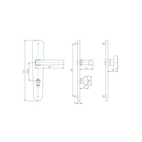 Дръжка за сервизна брава 90 мм шагрен Класико SONICO - 2