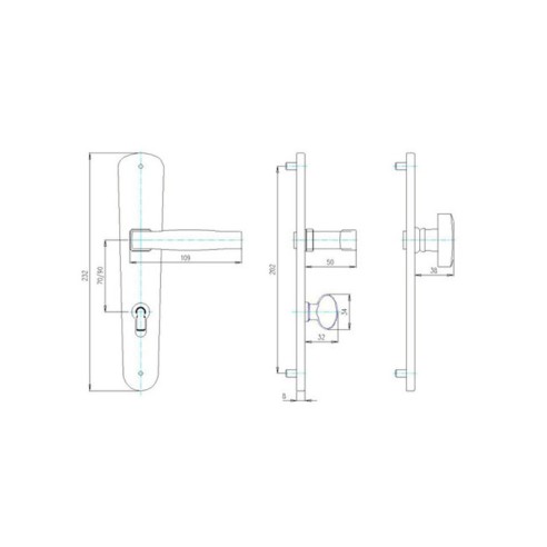 Дръжка за обикновена брава 70 мм шагрен Класико SONICO - 2
