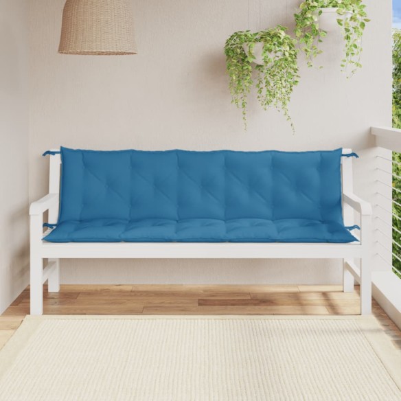 Възглавници за градински пейки 2 бр сини 180x50x7 см плат