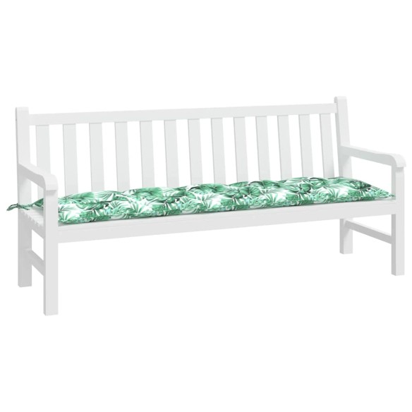 Възглавница за градинска пейка с листа 180x50x7 см оксфорд плат