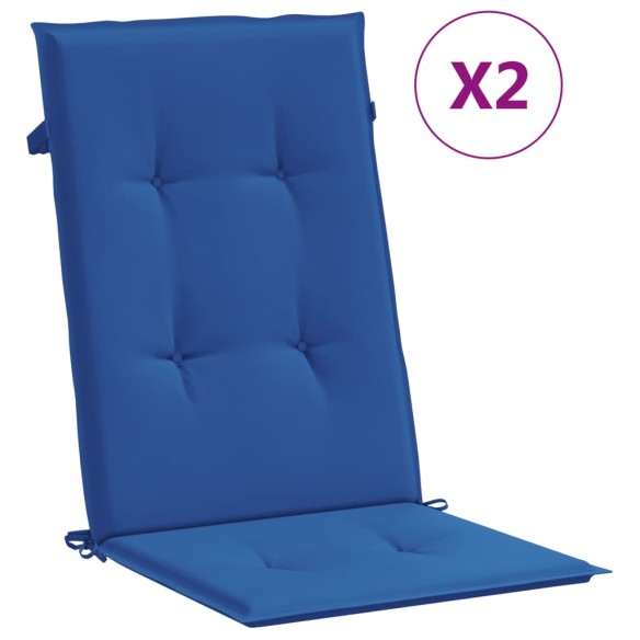 Възглавници за столове 2 бр кралско сини 120x50x3 см плат