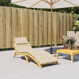 Шалте за шезлонг, бежово, 186x58x4 см, Оксфорд плат