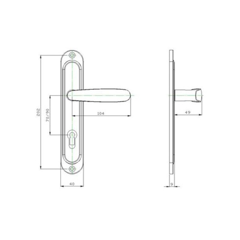 Дръжка за секретна брава 90 мм месинг Силистра SONICO