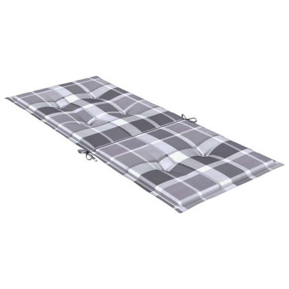 Възглавници за столове 2 бр сиво каре 120x50x3 см плат