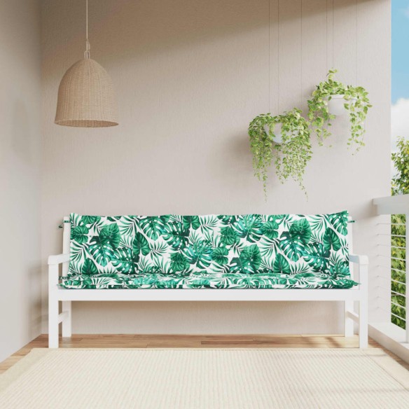 Възглавници за градински пейки 2 бр с листа 200x50x7 см плат