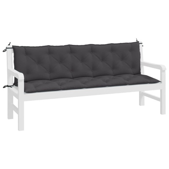 Възглавници за градински пейки 2 бр антрацит 180x50x7 см плат