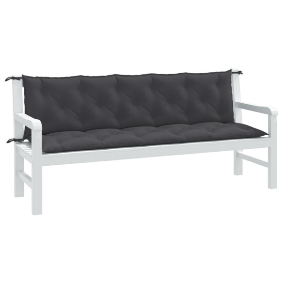 Възглавници за градински пейки 2 бр антрацит 180x50x7 см плат