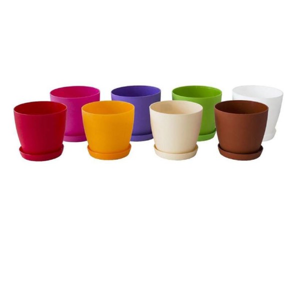 Кръгла гладка саксия 10см - черна - 1