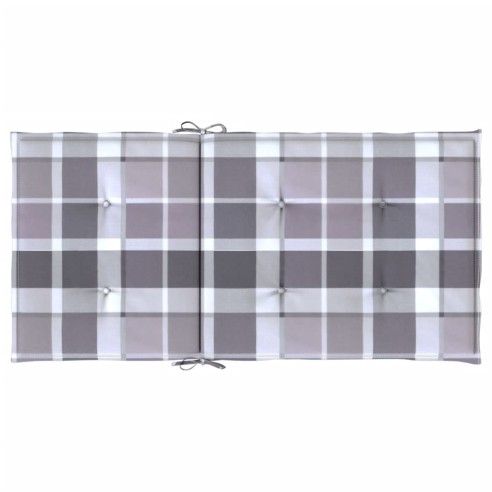 Възглавници за столове 2 бр сиво каре 100x50x3 см Оксфорд плат