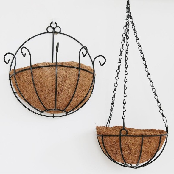 Висяща саксия макраме от ковано желязо с кокос Ø30 см - 2