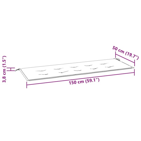 Възглавница за градинска пейка с листа 150x50x4 см оксфорд плат