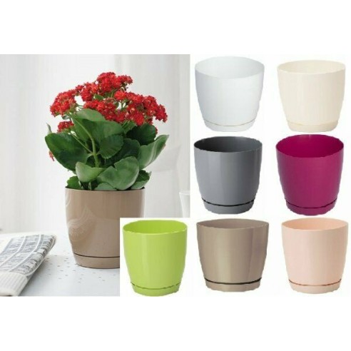 Саксия Toscana Ф22 см в цвят резеда с клик-подложка - 2