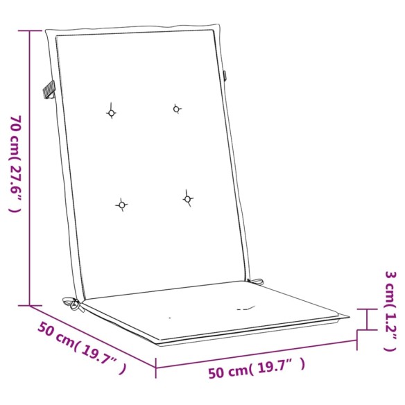 Възглавници за столове с облегалки 2 бр сини 120x50x3 см плат