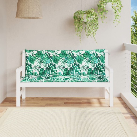 Възглавници за градински пейки 2 бр с листа 150x50x7 см плат