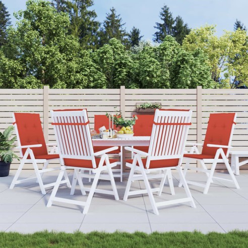 Възглавници за стол 6 бр меланж червени 120x50x4 см плат