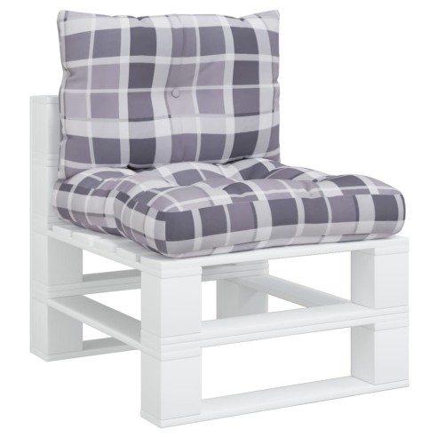 Палетни възглавници, 2 бр, сиво каре, текстил