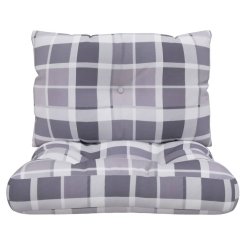 Палетни възглавници, 2 бр, сиво каре, текстил