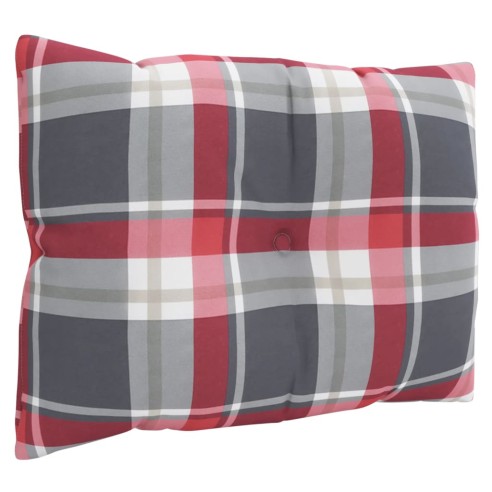 Палетни възглавници, 3 бр, червено каре, текстил