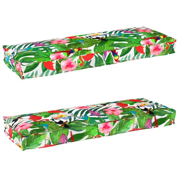 Подложки за палет за пейка 2 бр. Тропическа джунгла 120x40x8 см Оксфордска тъкан - VL42001707 ➤ топ цена ➤ dshome.bg