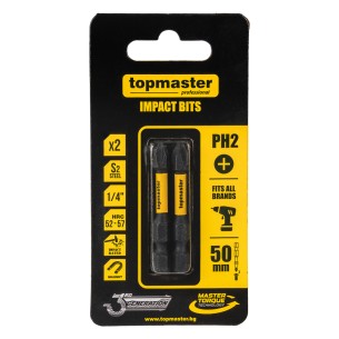 Ударни накрайници PH2 50 мм 2 бр. TOPMASTER ➤ топ цена ➤ dshome.bg 2