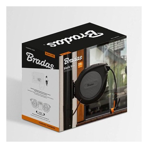 Автоматична макара с маркуч 20 м Black Line BRADAS ➤ топ цена ➤ dshome.bg