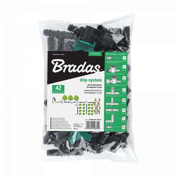 Комплект аксесоари за капково напояване за Ф16 мм 42 части BRADAS ➤ топ цена ➤ dshome.bg