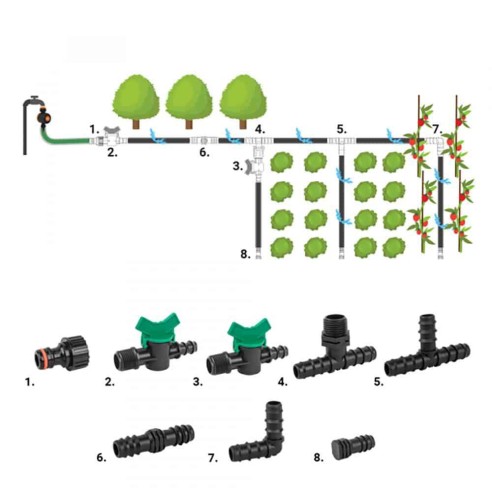 Аксесоари за капково напояване за маркуч Ф16 мм 42 части BRADAS ➤ топ цена ➤ dshome.bg