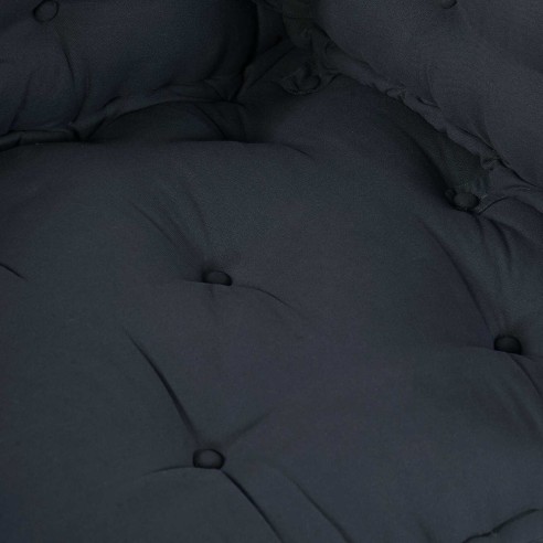 Диван с възглавници за палет, антрацитен плат, с облегалка и подлакътници ➤ топ цена ➤ dshome.bg